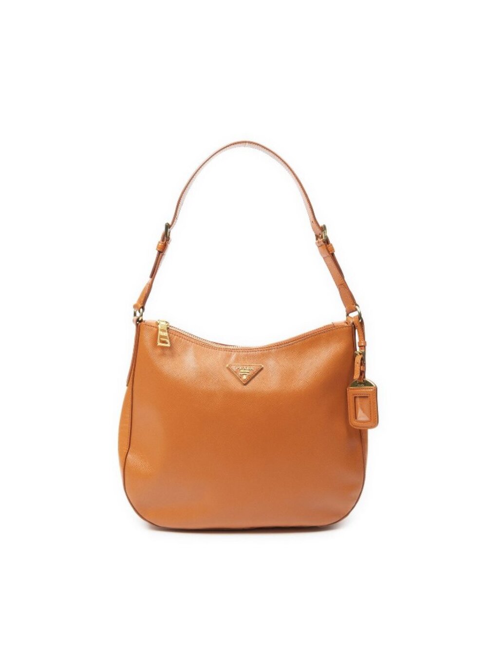 Prada Zip Hobo Orange Saffiano Leather